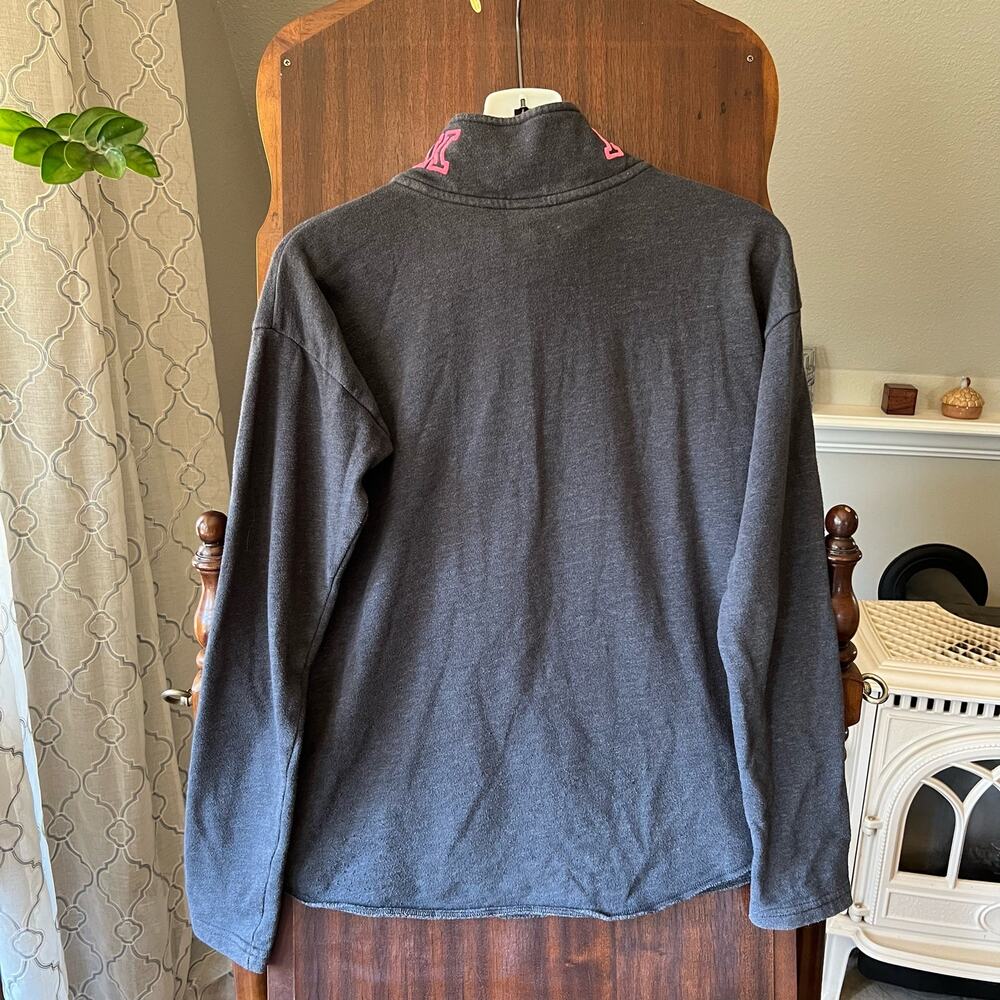 Victoria's Secret PINK 1/4 Zip Pullover Sweatshirt Gray/Pink Logo Size Small - Picture 9 of 11